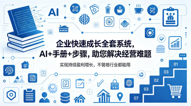 企业快速成长全套系统，AI+手册+步骤，助您解决经营难题，实现持续盈利增长，不管啥行业都能用-成真网创